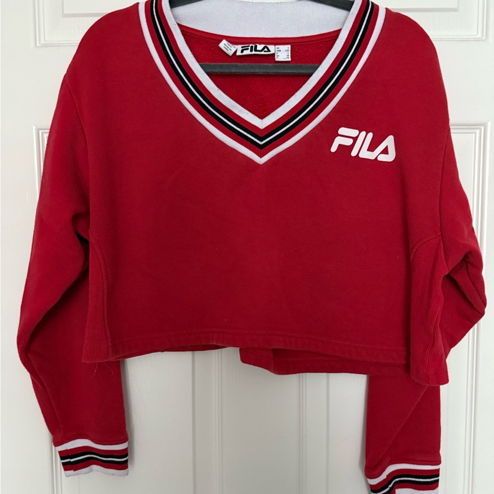 Fila Red V-Neck Sweatshirt